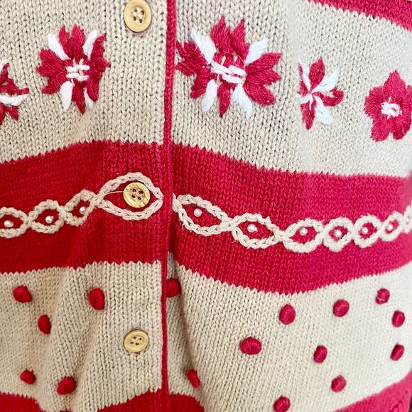 That's Me VTG Sweater Vest Embroidered Bobble Knit Button Front MED Cottagecore - Picture 7 of 9
